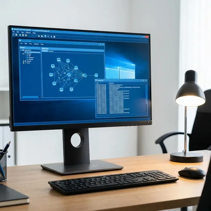 Sesión de soporte remoto en monitor