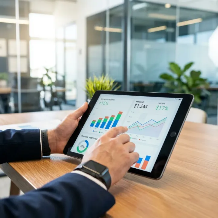 Revisión de reporte de ventas en computadora